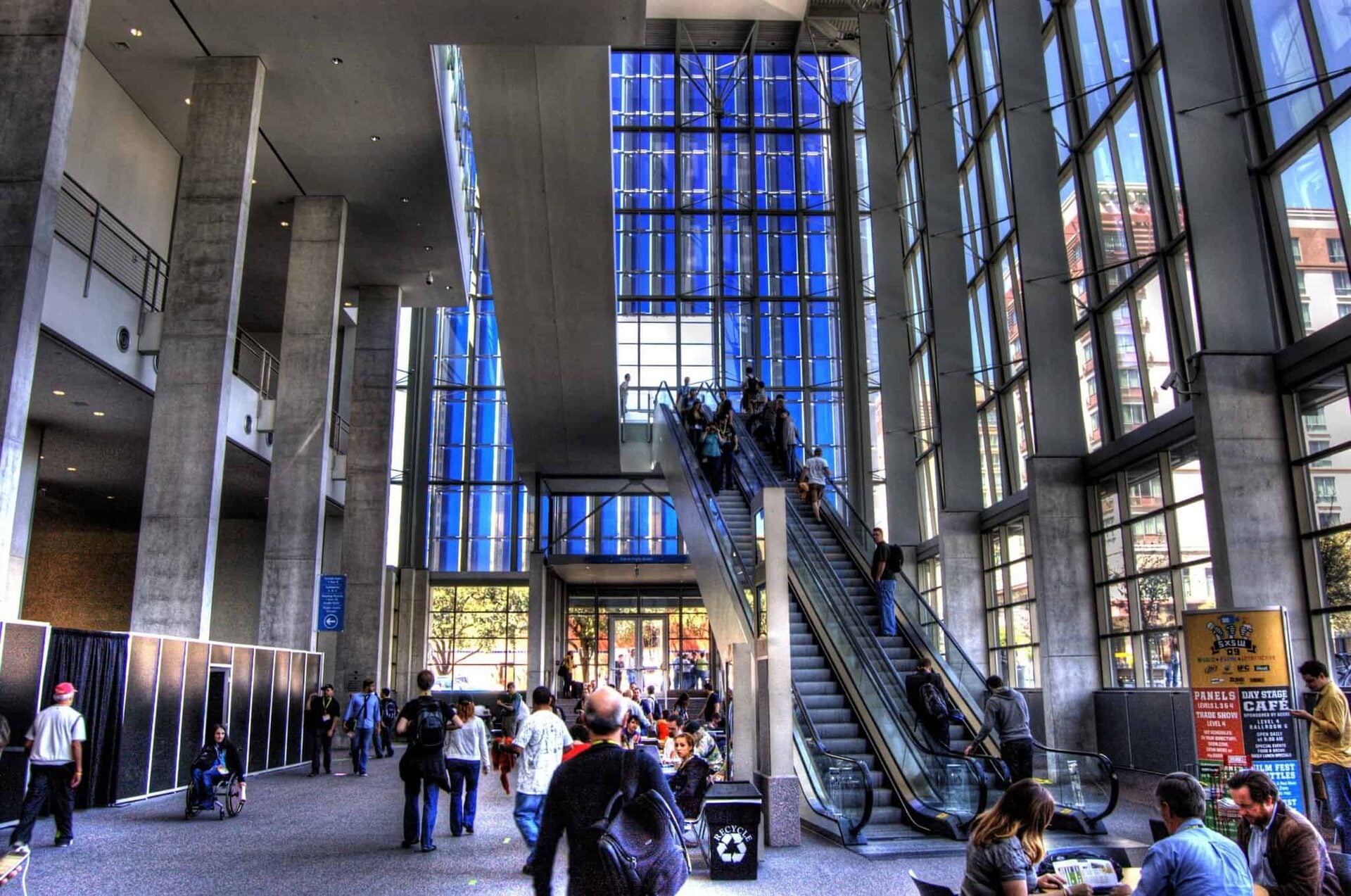 Distinctive austin convention center interior – sun‑lit glass atrium with...