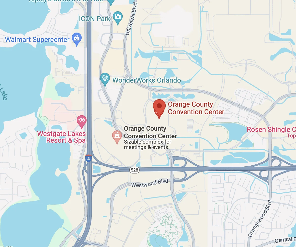 Striking orange county exhibition centre map for trade show exhibitions