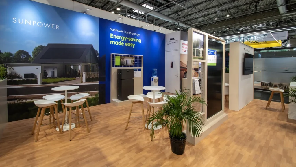 TCL Sunpower's exhibition stand at Solar and Storage Live 2025 in Birmingham.