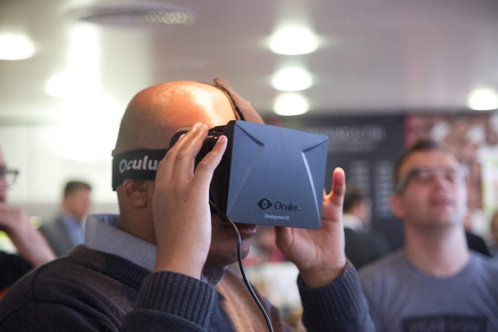 Superior a man tries out the latest iteration of the oculus rift virtual reality...