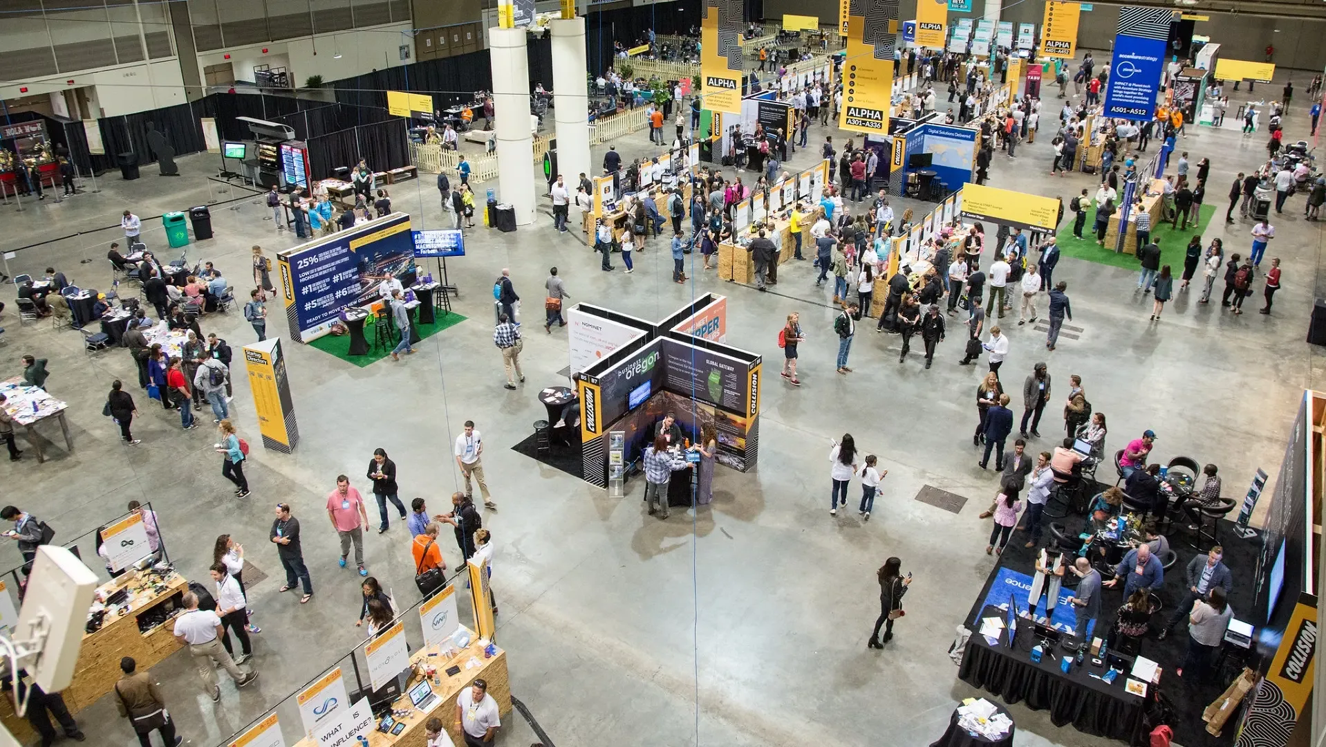 Impactful the busy trade show floor of a previous collision conference and trade...
