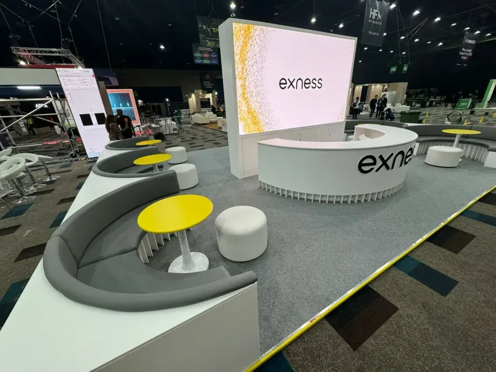 The ExNess exhibition stand built by Booth Exhibits™ at FMAS 2024 in Sandton, South Africa.