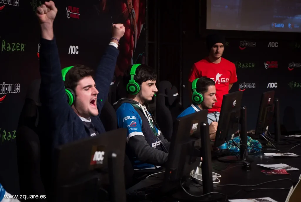 Professional gamers at an eSports event.