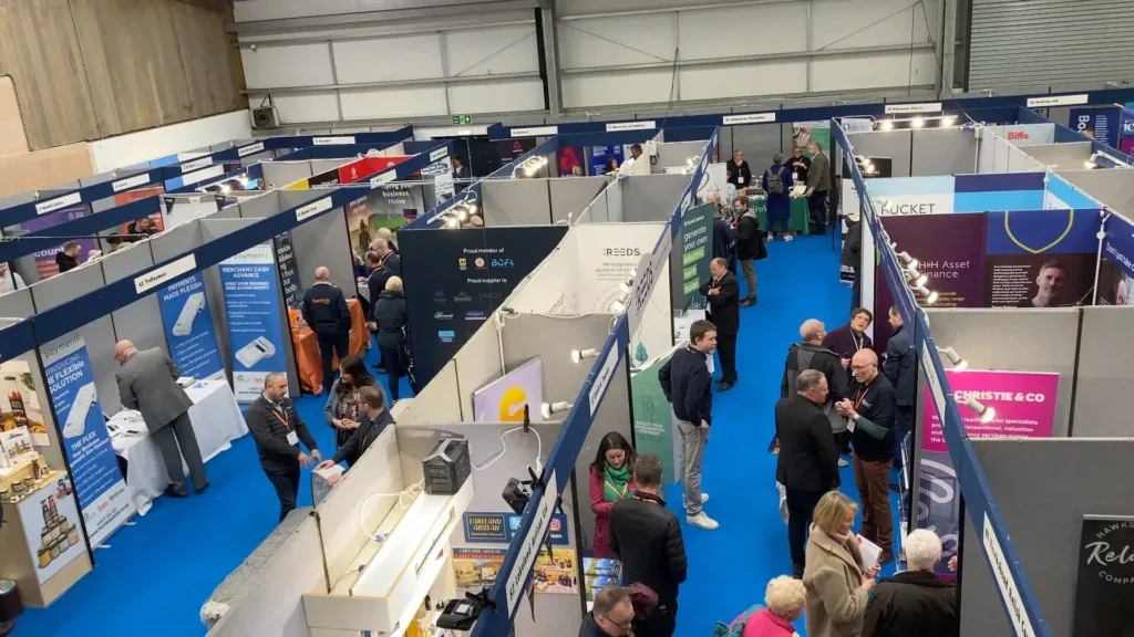 Trade show exhibitors and attendees at the Lakes Hospitality Trade Show.