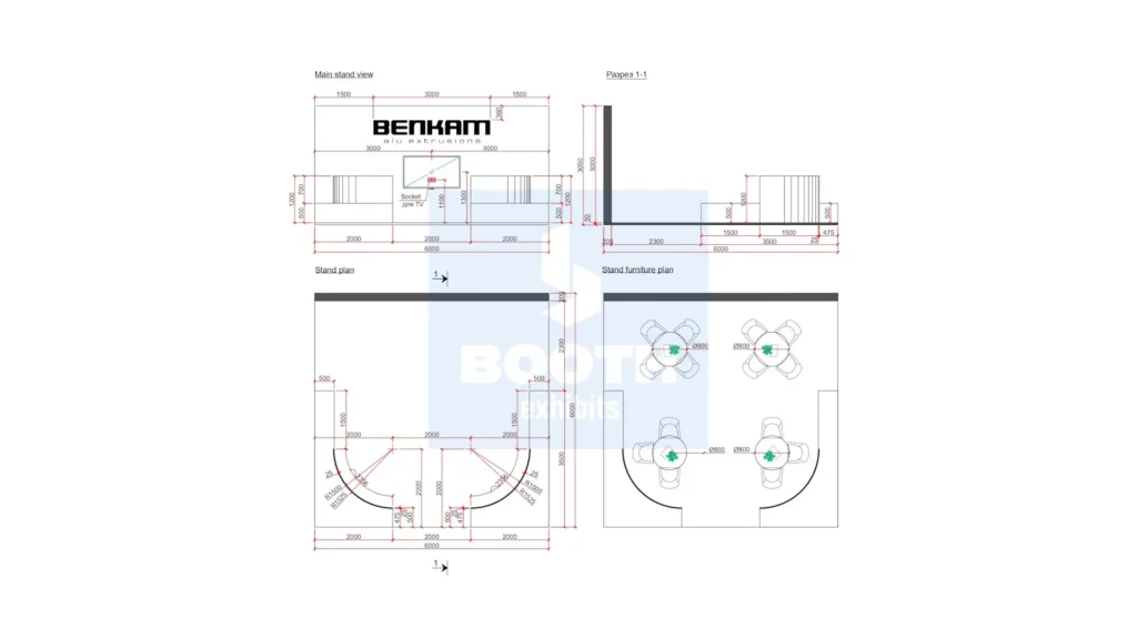 BENKAM's 2025 trade show booth plan diagram.