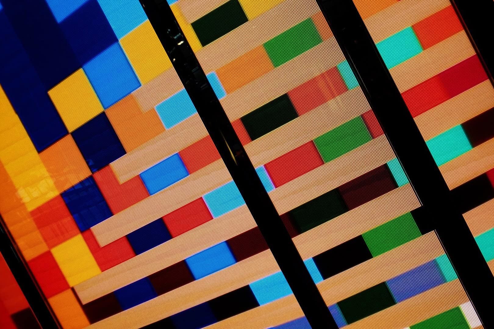Colour light pattern background for exhibition stand