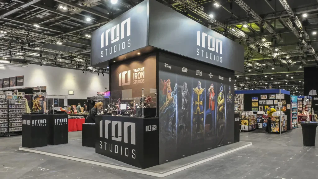 Island trade show booth built for Iron Studios in 2024.