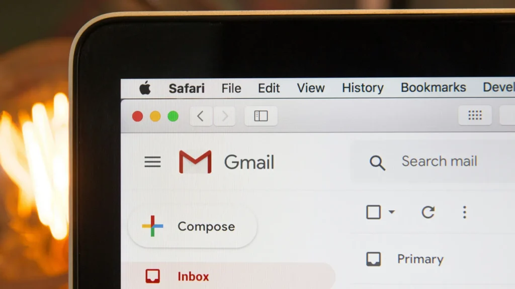 Gmail interface on a computer screen.