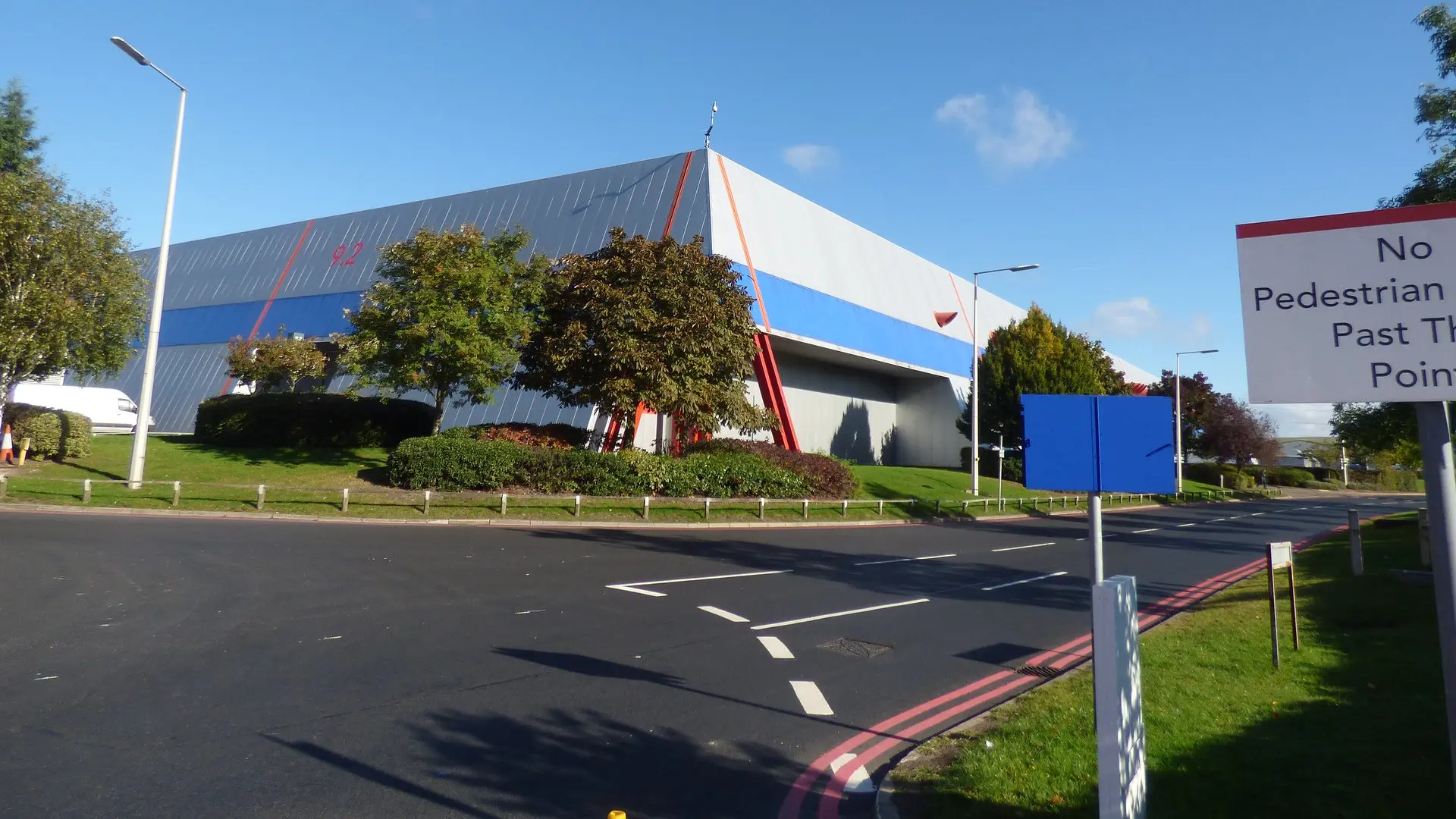 A road outside a hall at the NEC.