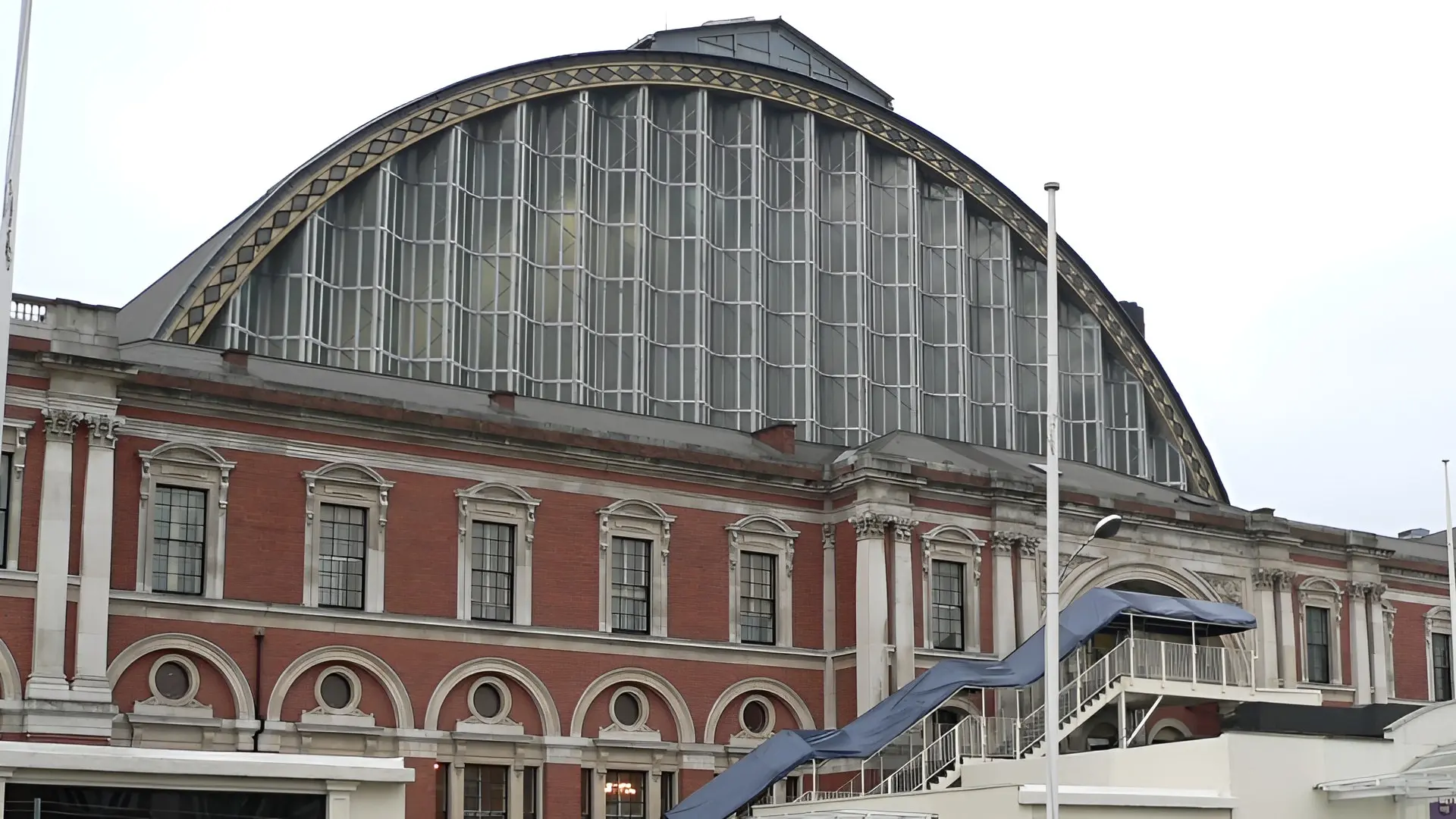Exterior of the Olympia as seen from the Kensington Olympia station. 