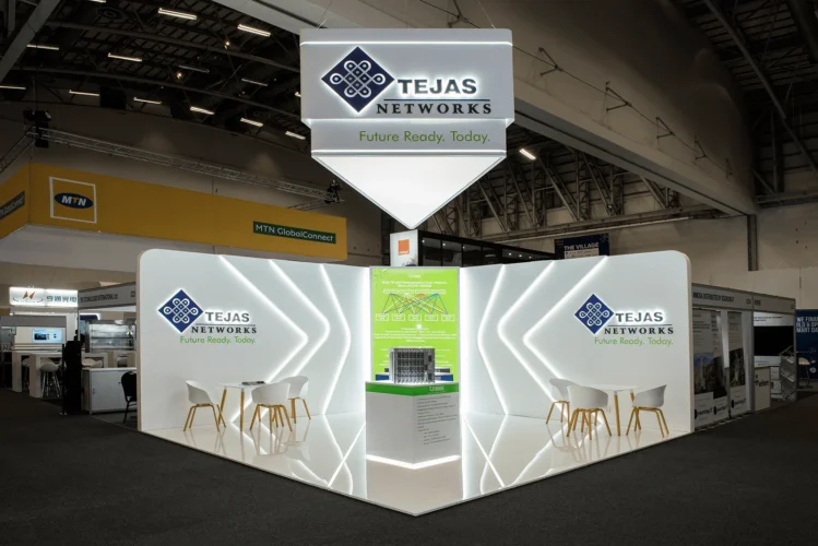 Tejas Networks custom exhibition stand at AfricaCOM — Booth Exhibits