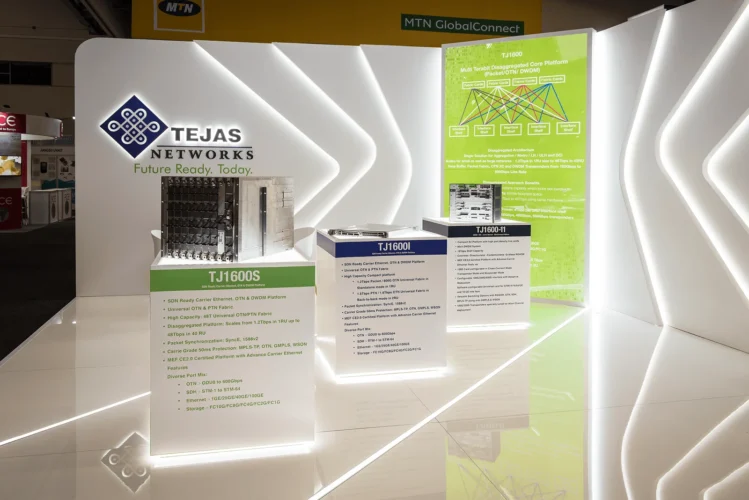 Tejas Networks custom exhibition stand at AfricaCOM — Booth Exhibits